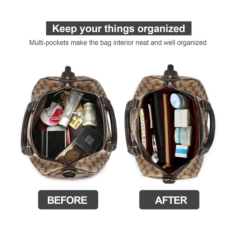 OMYSTYLE Darkred X-Large Organizer Insert, Felt Tote Bag Organizer Insert with 5 Sizes, Handbag Dividers for Inside Purse, Compatible with Longchamp, Neverful, Speedy and More - Image 4